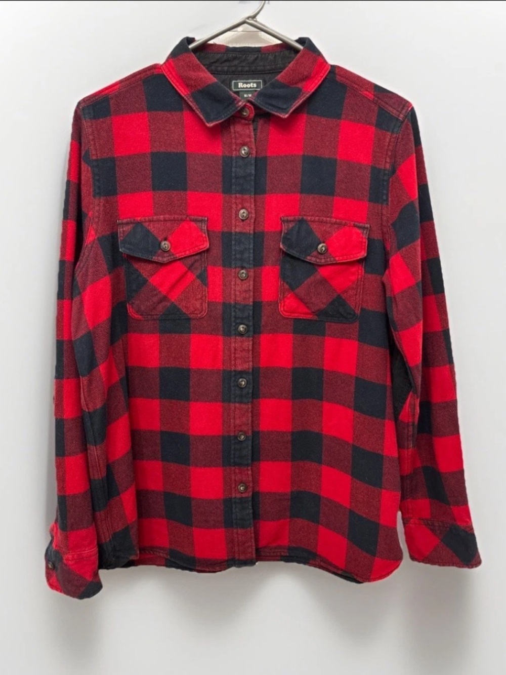 Roots Red and Black Buffalo Plaid Button-Down Shirt